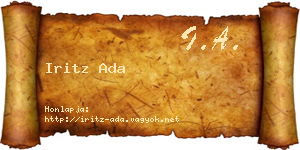 Iritz Ada névjegykártya